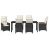 vidaXL Zestaw do jadalni w ogrodzie z poduszką 7 pcs Czarny polirattan