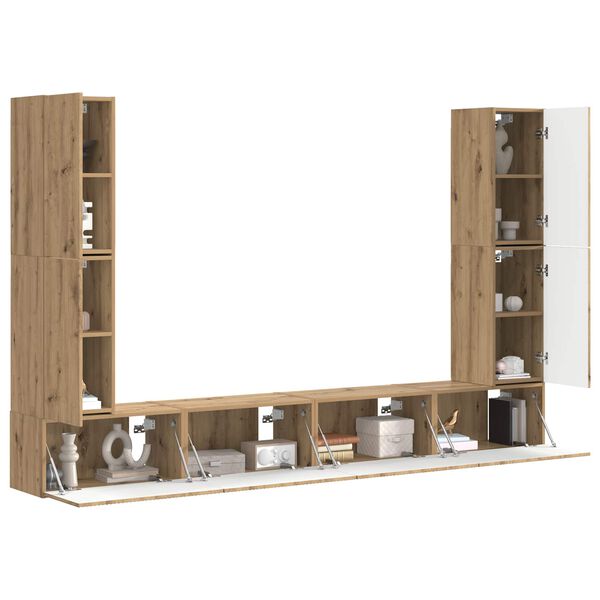 vidaXL Zestaw szafek RTV 8 pcs Dąb rzemieślniczy