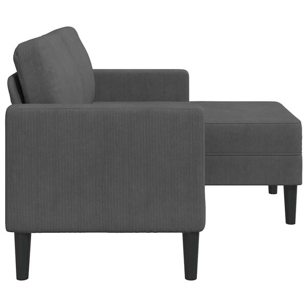 vidaXL Sofa 2-osobowa z szezlongiem w kształcie litery L, ciemnoszara, 125 cm, len