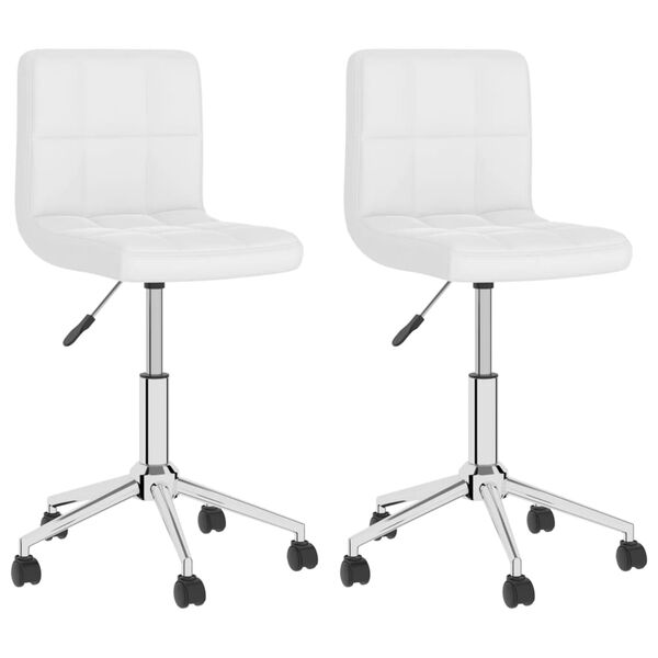 vidaXL Obrotowe krzesła stołowe, 2 szt., białe, sztuczna sk&oacute;ra