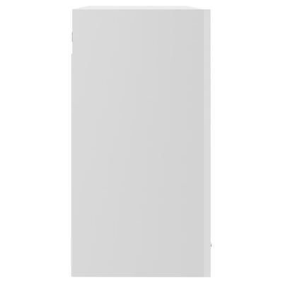 vidaXL Szafka wisząca z szybą, połysk, biała, 80x31x60 cm, płyta