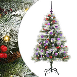 vidaXL Sztuczna choinka Zielono-biały 150 cm PVC, Metal i Plastik