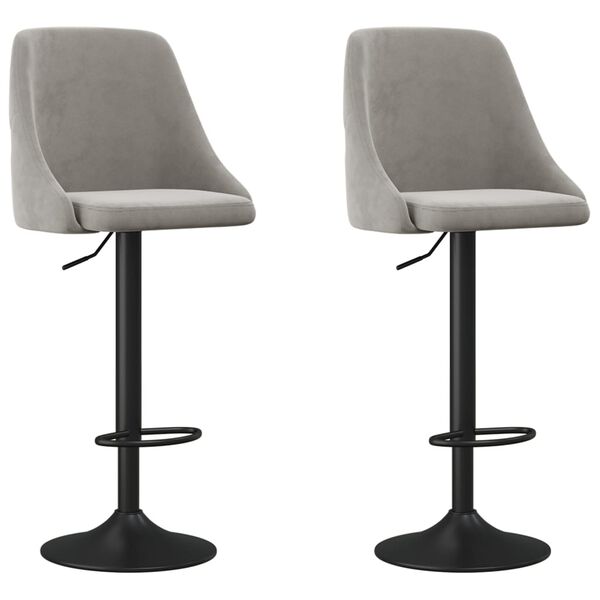 vidaXL Stołki barowe, 2 szt., jasnoszare, obite aksamitem