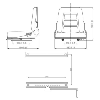 vidaXL Fotel do ciągnika/wózka widłowego z regulowanym oparciem,czarny