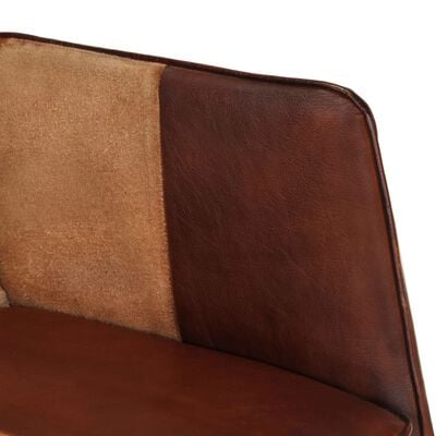 vidaXL Fotel z wysokim oparciem, brązowy, skóra naturalna