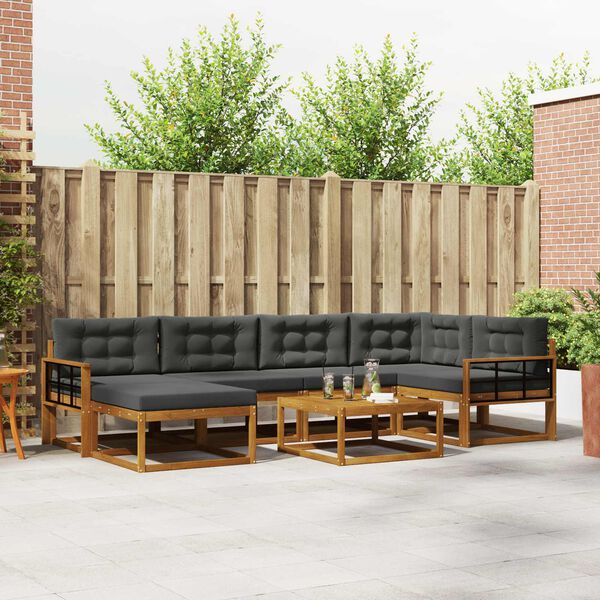 vidaXL Zestaw sof na zewnątrz z poduszką 7 pcs Naturalny i Antracytowy