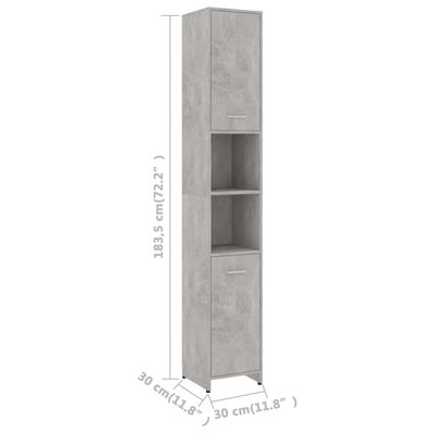 vidaXL 4-częściowy zestaw mebli łazienkowych, szarość betonu, płyta
