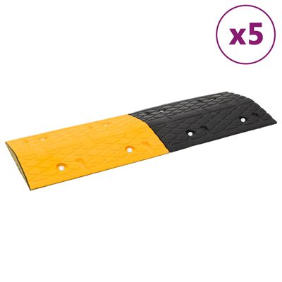 vidaXL Progi zwalniające, 5 szt., żółto-czarne, 97x32,5x4 cm, gumowe