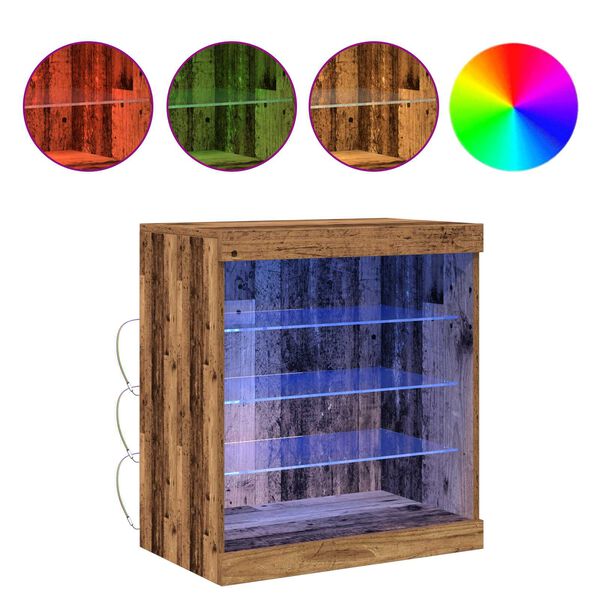 vidaXL Komoda LED z paskami LED Stare drewno 60,5 x 37 x 67 cm