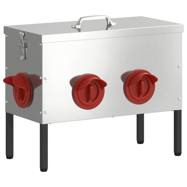 vidaXL Karmnik dla kur Srebrny 41,5 x 20,5 x 33 cm Stal Galwanizowana