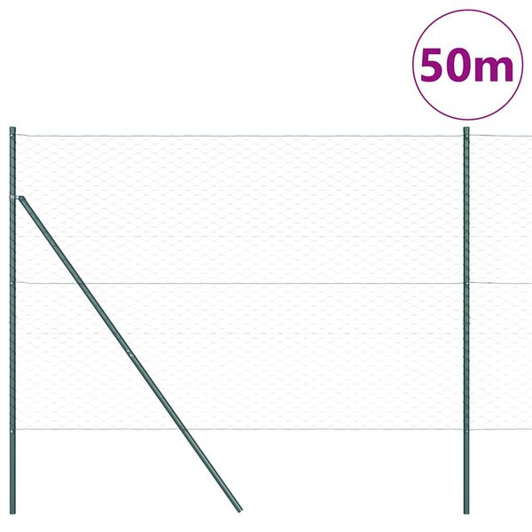 vidaXL Słupek ogrodzeniowy. Zielony 50 x 1,6 m (siatka 50 mm)