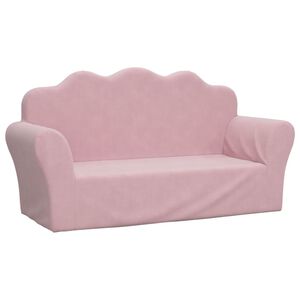 vidaXL Sofa dziecięca 2-osobowa, r&oacute;żowa, miękka, pluszowa