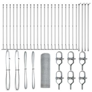 vidaXL Słupek ogrodzeniowy. Srebrny 50 x 1 m (siatka 25 mm) Stal