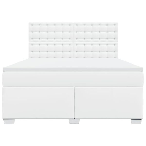 vidaXL Ł&oacute;żko kontynentalne z materacem, białe, ekosk&oacute;ra 180x200 cm