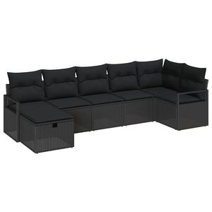 vidaXL Zestaw Sof 7 szt. Czarny polirattan