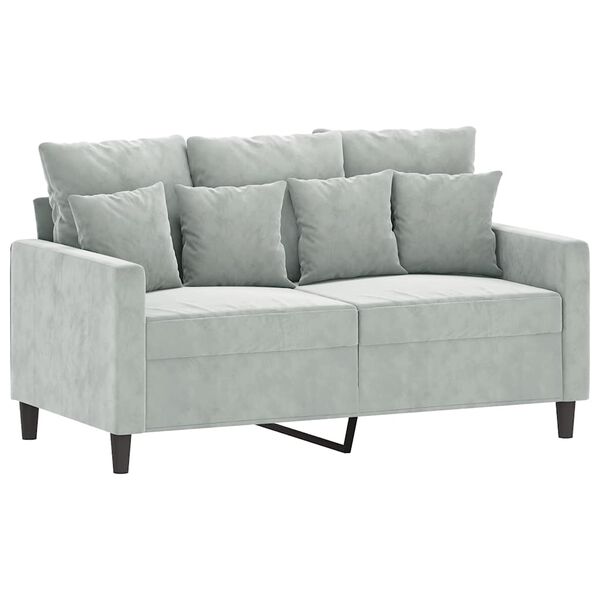 vidaXL Sofa 2-osobowa, jasnoszara, 120 cm, tapicerowana aksamitem
