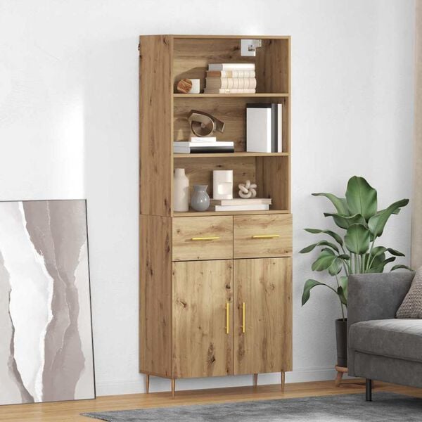 vidaXL Highboard z szufladą Dąb rzemieślniczy 69,5 x 34 x 180 cm