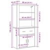 vidaXL Highboard Czarny Dąb 80 x 33 x 150 cm Materiał drewnopochodny