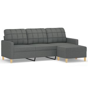vidaXL 3-osobowa sofa z podn&oacute;żkiem, ciemnoszary, 180 cm, tkaniną