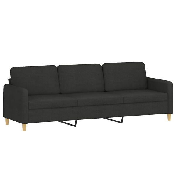 vidaXL 3-osobowa sofa wypoczynkowa z poduszkami, czarna, 210 cm