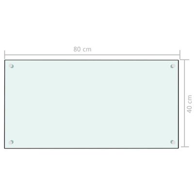 vidaXL Panel ochronny do kuchni, biały, 80x40 cm, szkło hartowane