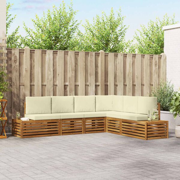 vidaXL Zestawy sof z poduszką 6 Sztuka Naturalny i Kremowy