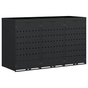 vidaXL Przechowalnia na 3 kosze na odpady Czarny 204 x 77,5 x 121,5 cm