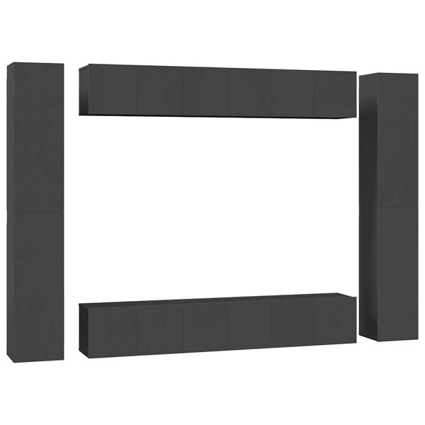 vidaXL 10-cz. zestaw szafek TV, szary, materiał drewnopochodny