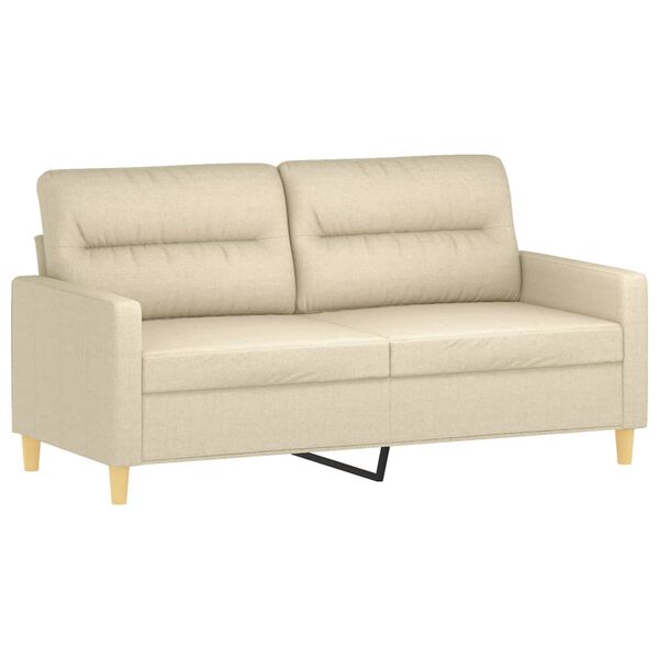 vidaXL 2-osobowa sofa, kremowa, 140 cm, tapicerowana tkaniną