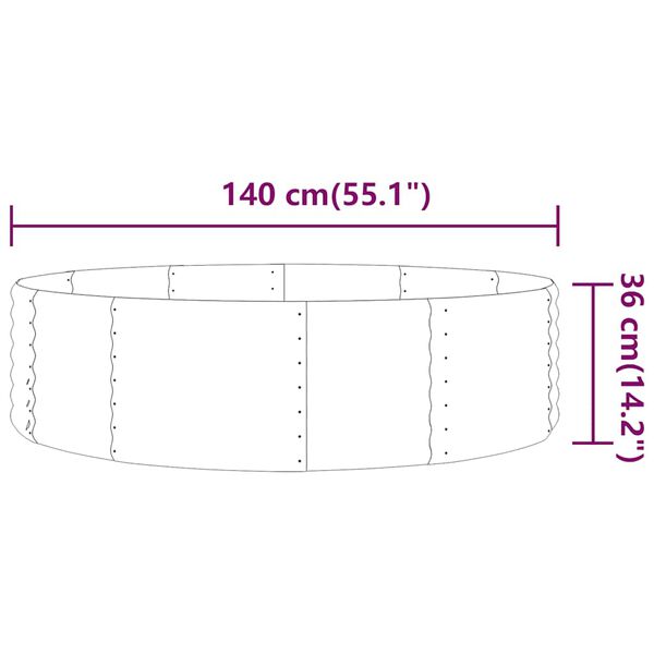 vidaXL Podwyższona donica, stal ocynkowana, 140x140x36 cm