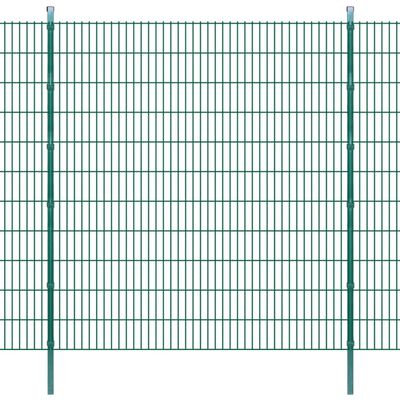vidaXL Panele ogrodzeniowe 2D z słupkami 2008x2230 mm 4 m Zielone
