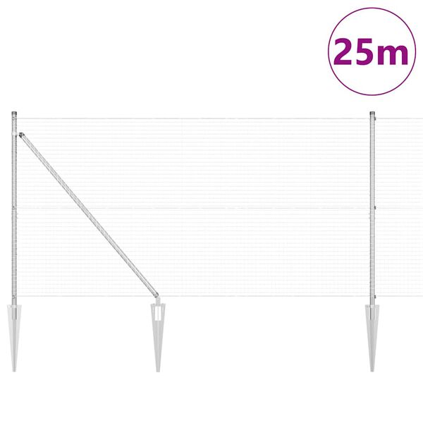 vidaXL Słupek ogrodzeniowy. Srebrny 25 x 1,2 m (siatka 25 x 25 mm)