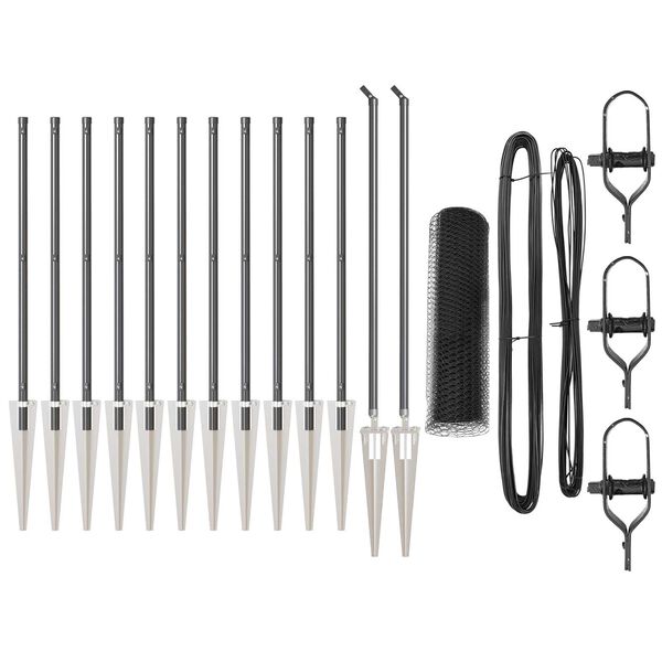 vidaXL Słupek ogrodzeniowy. Szary 25 x 0,4 m (siatka 13 mm) Stal i PVC