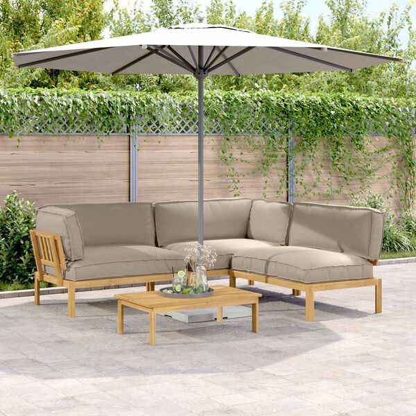 vidaXL Zestaw Sof z poduszką 4 pcs Ciemnoszary Lite Drewno Akacji