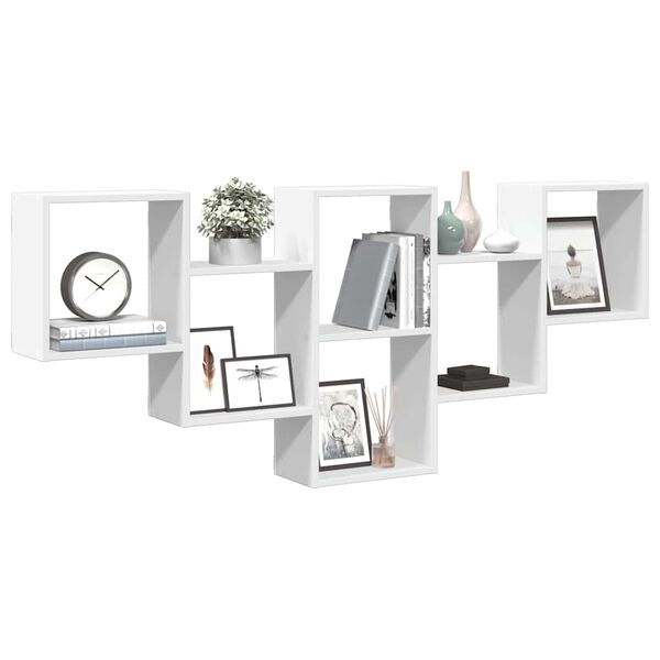 vidaXL P&oacute;łka ścienna, biała, 159x18x66 cm, materiał drewnopochodny