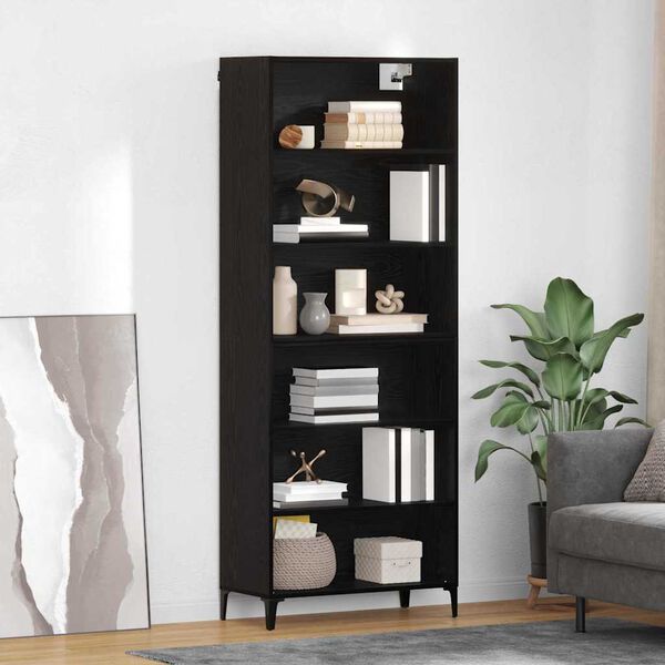 vidaXL Highboard Czarny Dąb 69,5 x 34 x 180 cm Materiał drewnopochodny