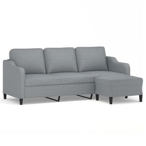 vidaXL 3-osobowa sofa z podn&oacute;żkiem, jasnoszara, 180 cm, tkaniną