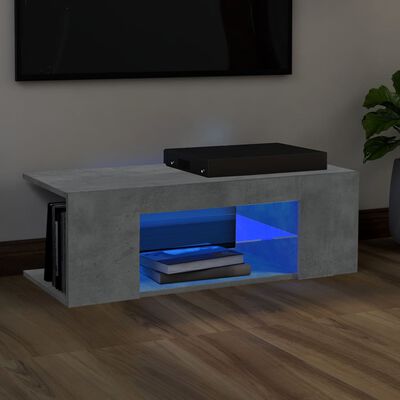 vidaXL Szafka pod TV z oświetleniem LED, szarość betonu, 90x39x30 cm
