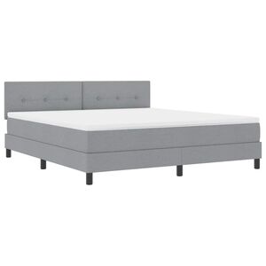 vidaXL Ł&oacute;żko sprężynowe z paskami LED Jasnoszary 180 x 200 cm tkanina
