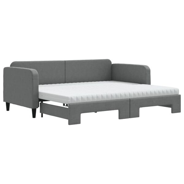 vidaXL Sofa rozsuwana z materacami, ciemnoszara, 90x200 cm, tkanina