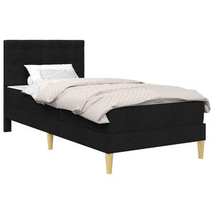vidaXL Rama ł&oacute;żka z materacem Z zagł&oacute;wkiem Czarny 90 x 190 cm tkanina
