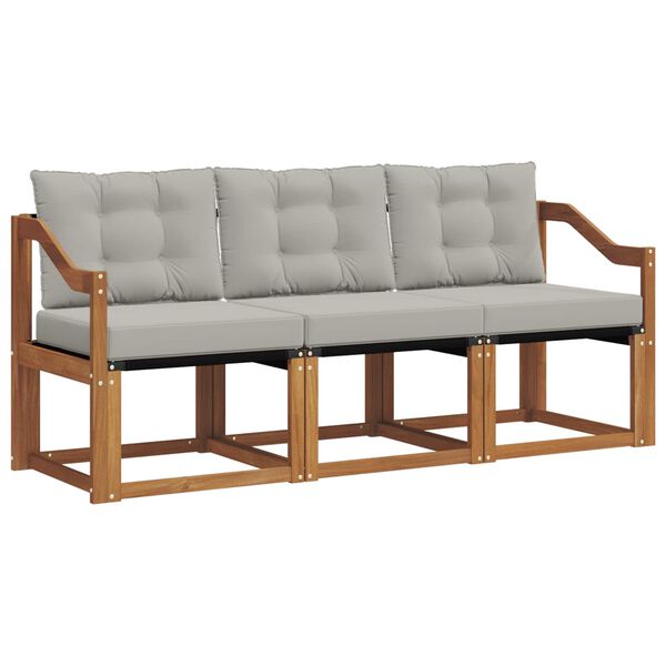 vidaXL Zestaw sof na zewnątrz z poduszką 3 pcs Naturalny i Jasny Szary