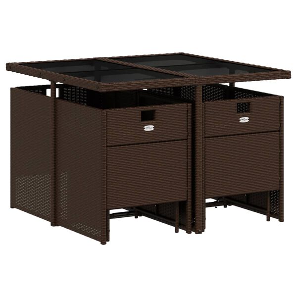 vidaXL 9-cz. zestaw mebli ogrodowych z poduszkami, brązowy, rattan PE