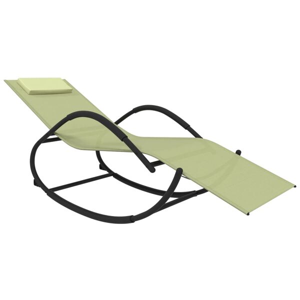 vidaXL Leżak, bujany, kremowy, stal i tworzywo textilene