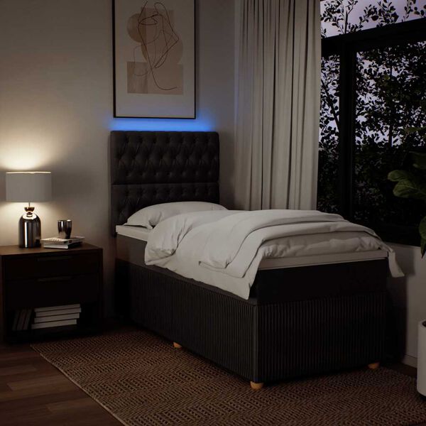 vidaXL Ł&oacute;żko kontynentalne z materacem, brązowe, tkanina, 90x200 cm