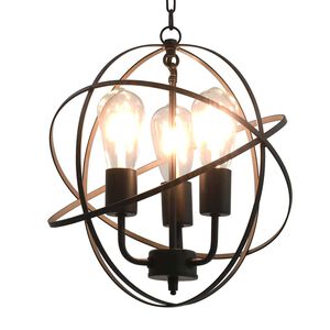 vidaXL Lampa wisząca, czarna, sferyczna, 3 żar&oacute;wki E27