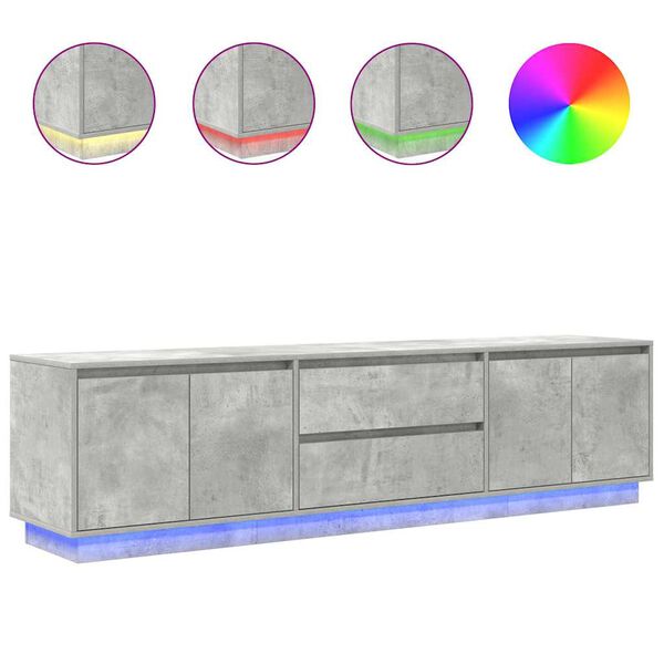 vidaXL Szafka RTV z oświetleniem LED Beton Szary 193,5x41x50 cm