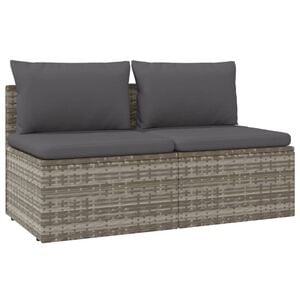 vidaXL 2-osobowa sofa ogrodowa z poduszkami, szara, polirattan