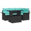vidaXL Zestaw Sof na Ogr&oacute;d z poduszką 5 pcs Czarny Rattan poli