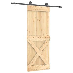 vidaXL Drzwi przesuwne 80 x 210 cm Lite Drewno Sosnowe (Nieobrobione)